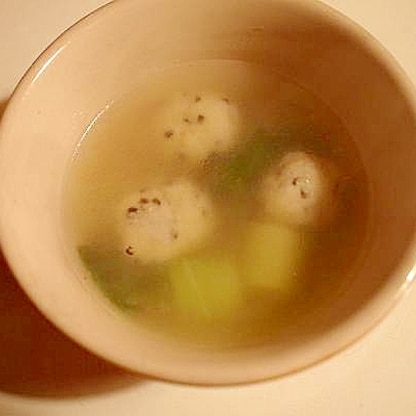 圧力鍋で♪　下田葱とおから団子で中華スープ